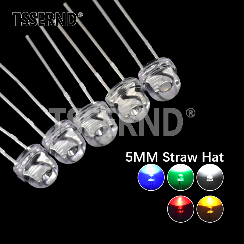50pcs 5mm Straw Hat LED Super  - Ludwigia Super Red 评论和价格